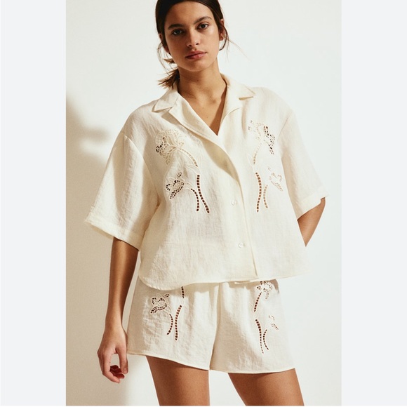 H&M Other - NWT Cream Cotton Eyelet Embroidered Top & Shorts Bundle Matching Set size small